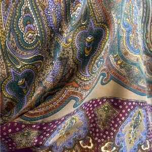 Paisley Shawl Wrap  Purple Green Blue 47” Square